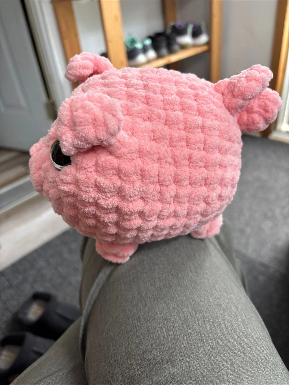 Pink Plush Pig Toy for Kids - Soft Chenille Comfort - Picture 2 of 4